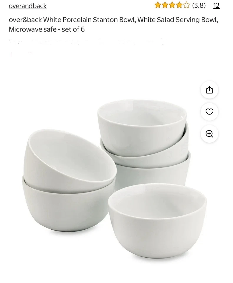 Better Homes & Gardens Stanton Juego de Cuencos de Porcelana Blanca/6 BHG Minimalista Over & Foto 3 de 4