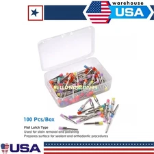 100/Box Dental Prophylaxis Brushes Prophy Polishing Brush Nylon Flat Latch RA