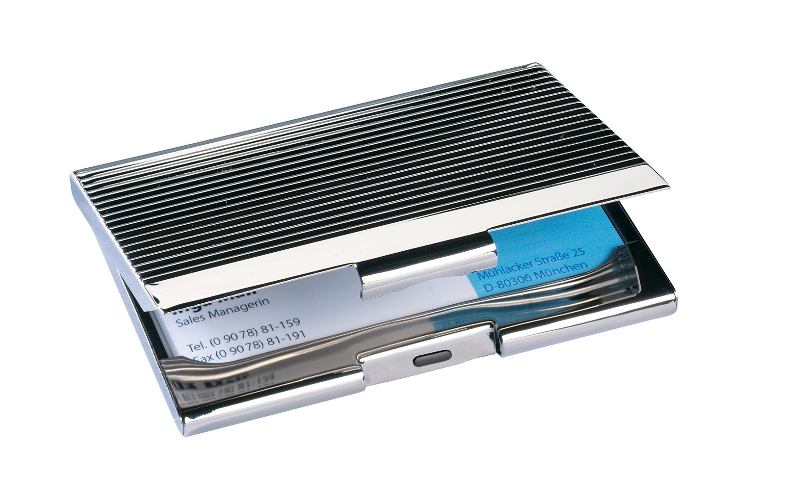 SIGEL VZ130 Business Card Case, chrome, for up to 20 cards (max, 9,1 x 5,6 cm)