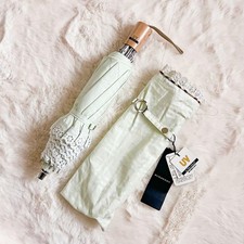 BURBERRY Folding Sun Umbrella Pastel Green Nova Check w/Lace Trim Lightweight JP