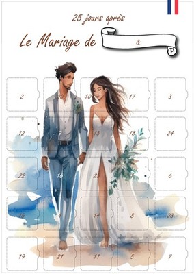 Hochzeitskalender 25 Tage vor oder nach dem D-Day | Hochzeitsgeschenk