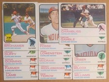 1973 TOPPS CLEVELAND INDIANS [15] CHAMBLISS FOSSE GAMBLE LOWENSTEIN TIDROW 07035