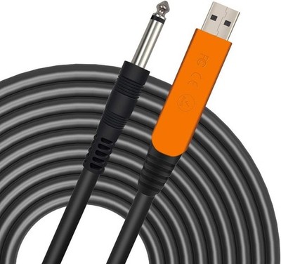 USB Guitar Interface Male to 6.35mm 1/4 inch TS Mono Plug 10Ft Cable