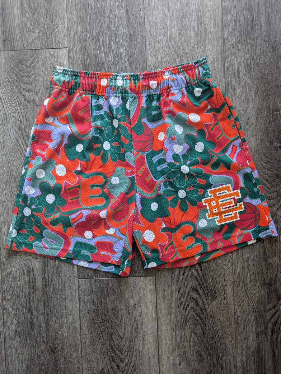 パンツ Eric Emanuel Floral Mesh Shorts L Eric Emanuel Shorts - Floral Basketball Green/Orange/Red - Size M