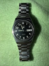 Vintage Of Seiko 5 Automatic 23 Jewels Men Watch Day Date Japan Made Black Dial