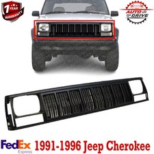 New For 1991-1996 Jeep Cherokee Front Grille Black Headlight Door Bezel Set 3pcs New For 1991-1996 Jeep Cherokee Front Grille Black Headlight Door Bezel Set 3pcs