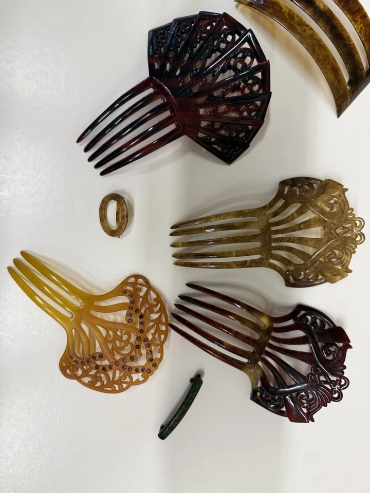 7 hermosos peines victorianos y art déco ¿Lucite? ¿Baquelita? Maravilloso Foto 4 de 4