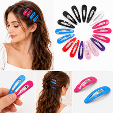12 PCS Women's Girl Hair Snap Large Clips Assorted Color Snap Barrettes 3.5" Lot