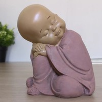 Deko Figur Baby Buddha TräUmend MöNch Polyresin Altrosa Zen Feng Shui 12Cm Ruhe