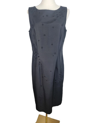 Harold s Vintage Black Silk Embroidered Sheath Dress Size 10 VTG