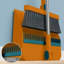 Long Handled Dustpan and Brush Set Strong Metal Handle Dust Pan & Broom Sweeper