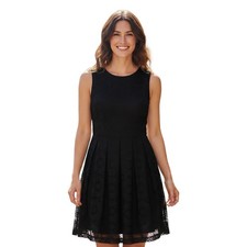 New York & Company Black Fit And Flare Lace Cocktail Dress Sleeveless Classic 10