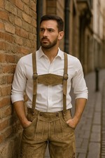 Men's Bavarian Lederhosen Shorts - Traditional German Suede Shorts