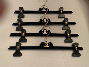 Authentic Chanel Black Velvet Hangers with Logo