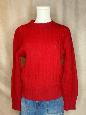 Vtg Hunters Run Red Wool Cable Knit Sweater Women s S Classic Preppy