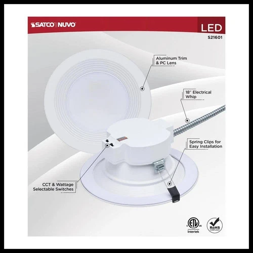 Satco S21601 - 18.5W Field Selectable LED 6" Commercial Downlight (1, 2 or 8 PK) - Picture 3 of 6