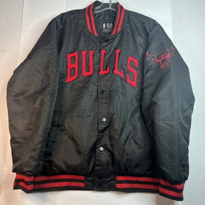 NBA Ultra Game Men's L Chicago Bulls Bomber Varsity Snap Up Jacket Black