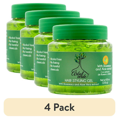 (4Pk) Arbol Verde Rosemary Hair Styling Gel with Aloe Vera, Extreme Hold, 8.8 oz