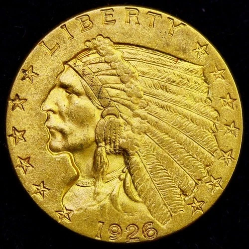 1926 $2.5 Gold Indian Head Quarter Eagle Head ~ ALMOST UNCIRCULATED
