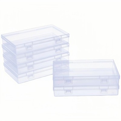 6 Pieces Rectangular Empty Mini Clear Plastic Organizer Storage Box Container...