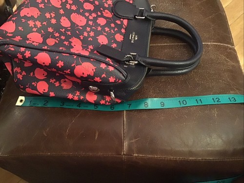 COACH Medium Satchel Bag With Floral Rose Print Leather Black/Red NWT - Photo 18/19