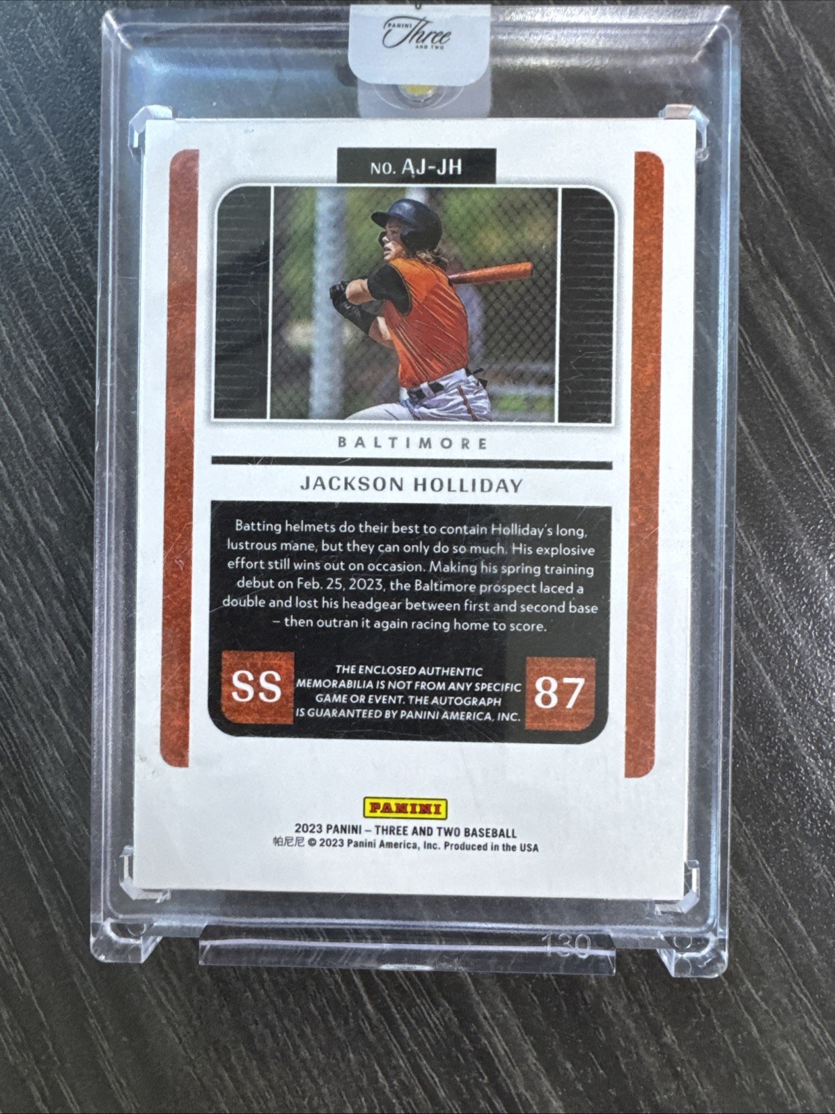 2023 Three and Two Jackson Holliday Auto Patch 8/12 Panini Sealed view 3