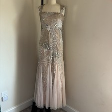 Adrianna Papell Silver and Cream Evening Gown Size 2P