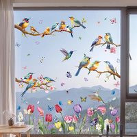 Fensterbilder FrüHling Deko Selbstklebend – Vogel Blumen Fenstersticker Kinder..