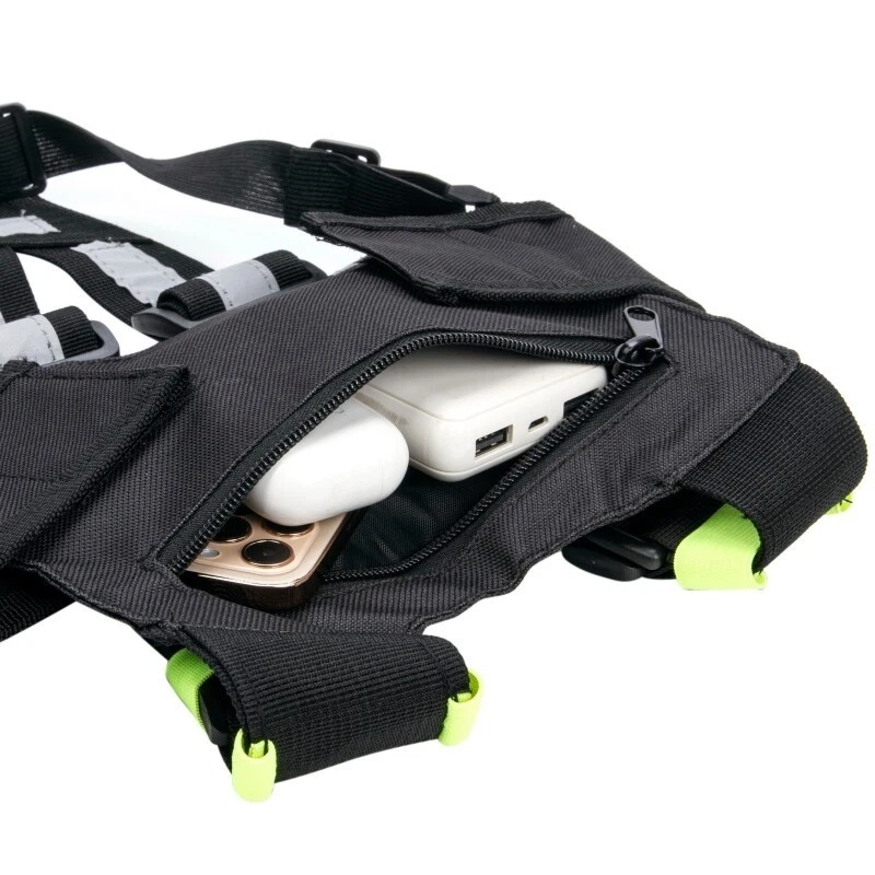 Fondina a spalla supporto radio gilet imbracatura radio petto con strisce riflettenti - Immagine 4 di 4