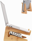 Nuvograin Laptop Stand, Wooden Vertical Laptop Stand for Desk, Bamboo Laptop Sta