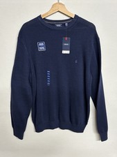 Men  s Izod Large Navy Long Sleeve Knit Crew Neck Sweater NWT