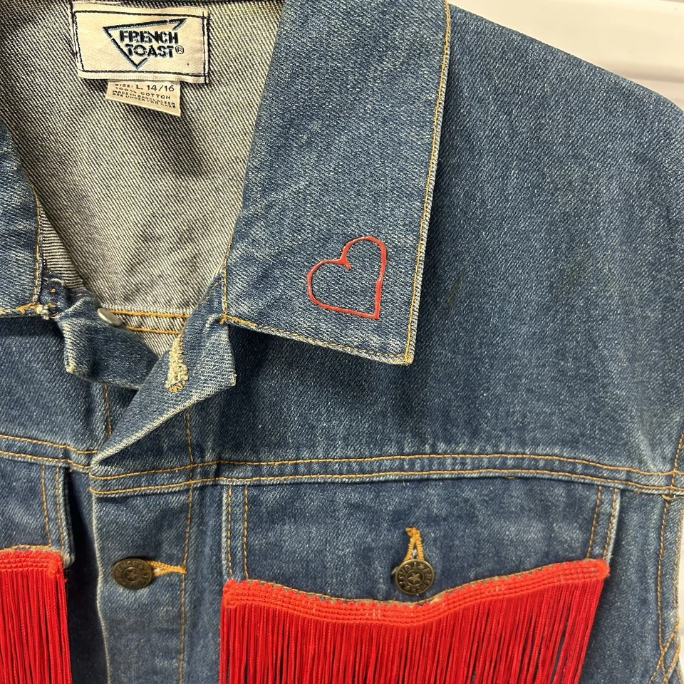 Chaleco Denim Personalizado Mujer Sin Mangas Talla L (14/16) Flecos Borla Vaquera Western Foto 4 de 4