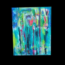 Contemporary TEAL painting Original Art 16 X 20 Modern Abstract Expressionist 