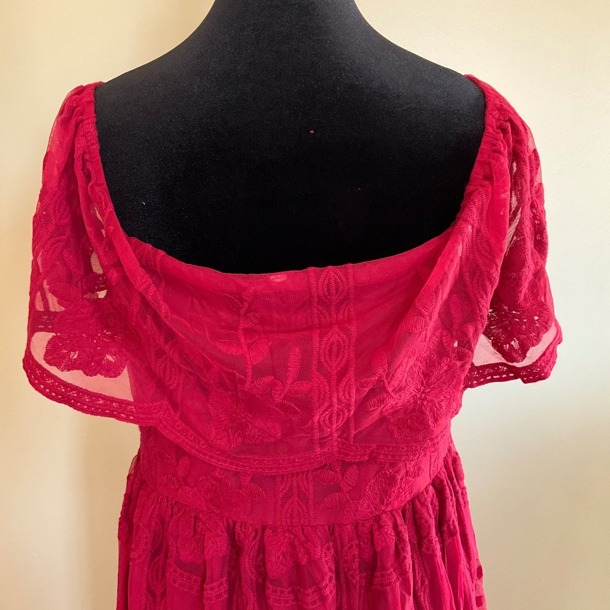open lace back dress Lace & Beads One Shoulder Red Rose Maxi Dress  Love My Apparel