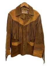 Schott Western Suede Leather Fringe Jacket Blouson Camel 38 Country hippie 88