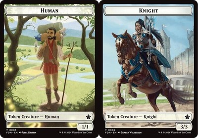 Human // Knight Double-Sided Token~3 // 4~NM~(FDN) - Foundations~MTG
