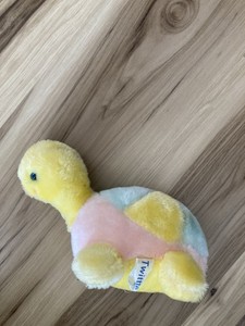 Eden Toys Vintage Musical Turtle Plush Pastel Yellow Pink Blue Tested Musical
