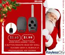 4-Button Remote Head Key SHELL Fits 2005-2013 Honda / / HO01 / OUCG8D-380H-A