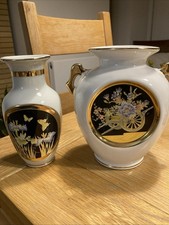 Chokin Gilded With Gold And Silver Flower Vases