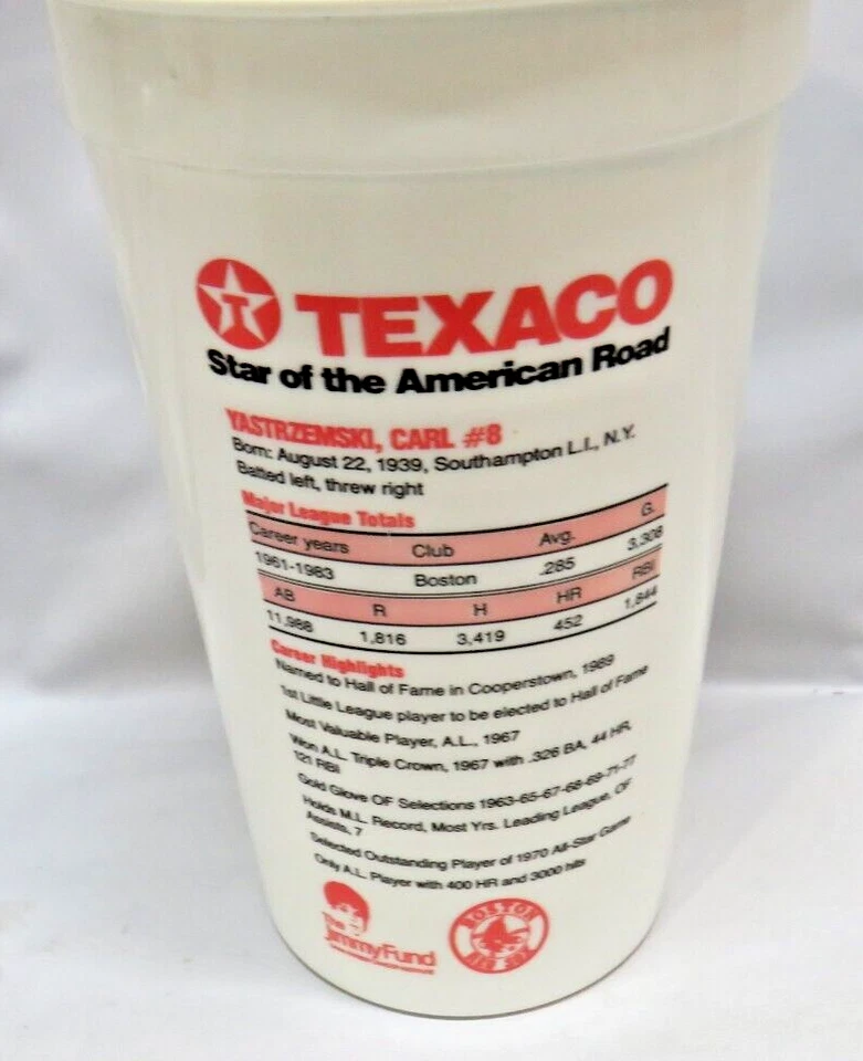1989 Carl Yastrzemski Boston Red Sox бейсбол зал славы пластиковый кубок Texaco - Изображение 3 из 4
