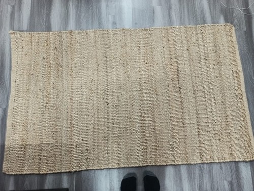 Indian Hand Made Modern Simple Ribbed Jute Area Rug in Solid Natural Jute Rug - Picture 2 of 15