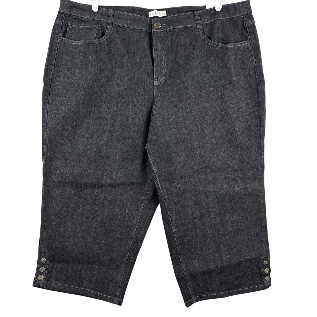 CJ BANKS Women's Black Capri Size 24W Classic Fit Stretch High