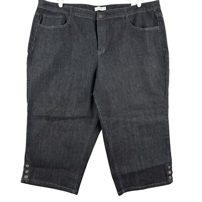 CJ BANKS Women's Black Capri Size 24W Classic Fit Stretch High