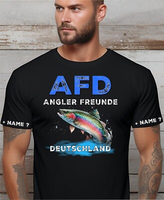 AFD Deutschland Anglershirt Angler T-Shirt Forellenangeln Vereine Motiv Sport 99