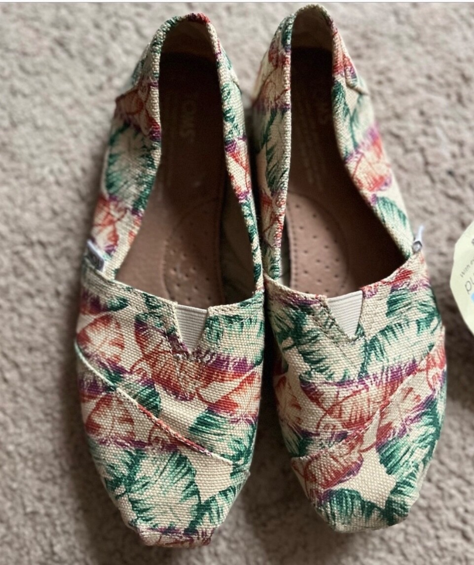Toms Multi Burlap Printed Tropical Classic Women Shoes Multi