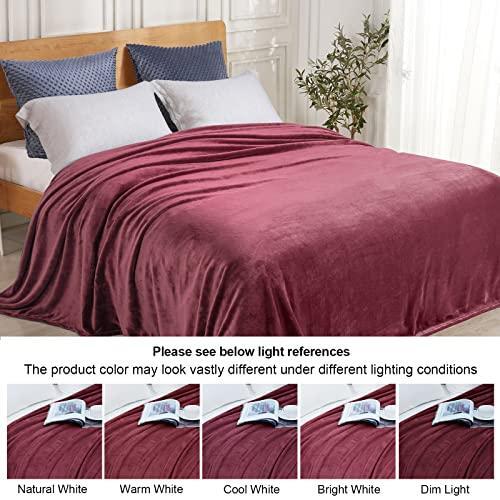 PHF Ultra Soft Fleece Blanket Twin Size, No Shed No Pilling Luxury Plush Cozy