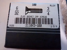 New open box 100 6-32 x 3/4'' Flat Socket Cap Screws Alloy Steel Coarse