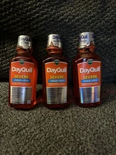 3 BOTTLES Vicks DayQuil Severe Cold & Flu Liquid Medicine 12 Oz Exp 07/25 Later!