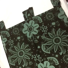 TAB Curtains Bohemian Artsy StYLIZED FLORAL Teal & Brown 42X40L UNLINED 3 Panels