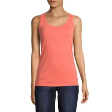 St. John's Bay Women's Scoop Neck Tank Top Size MEDIUM Coral 100% Cotton 